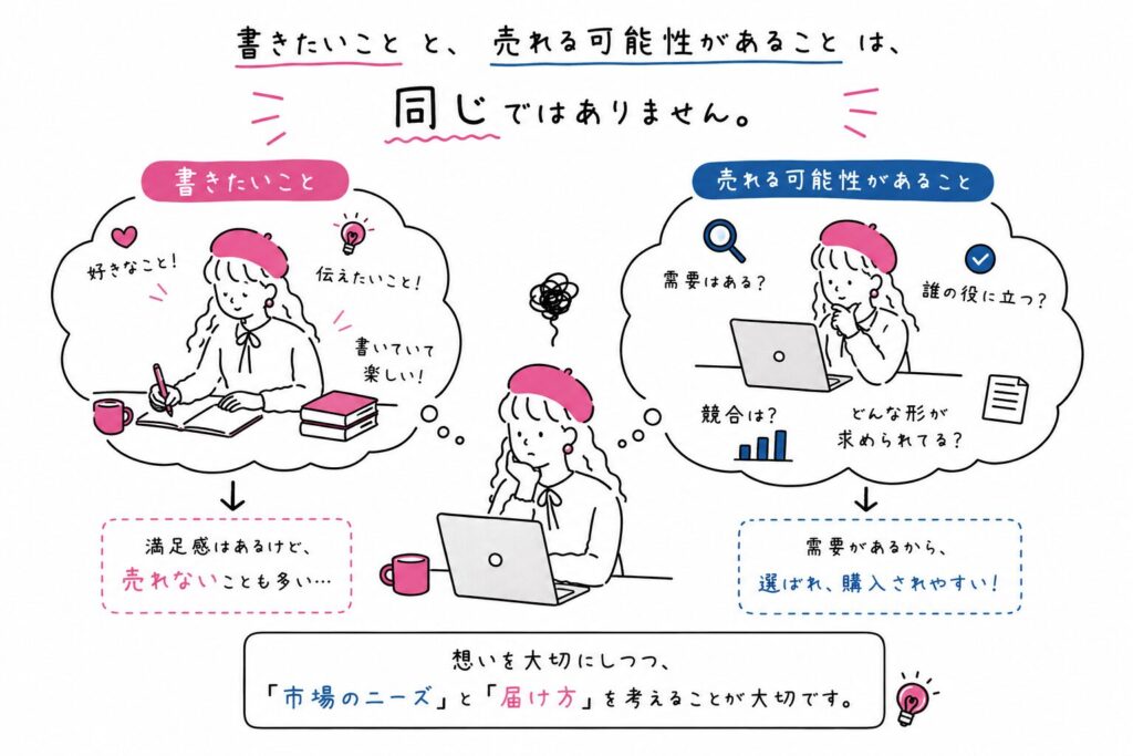 書きたいことと、売れる可能性があることは同じではありません。