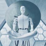 man in black jacket sitting on white chair