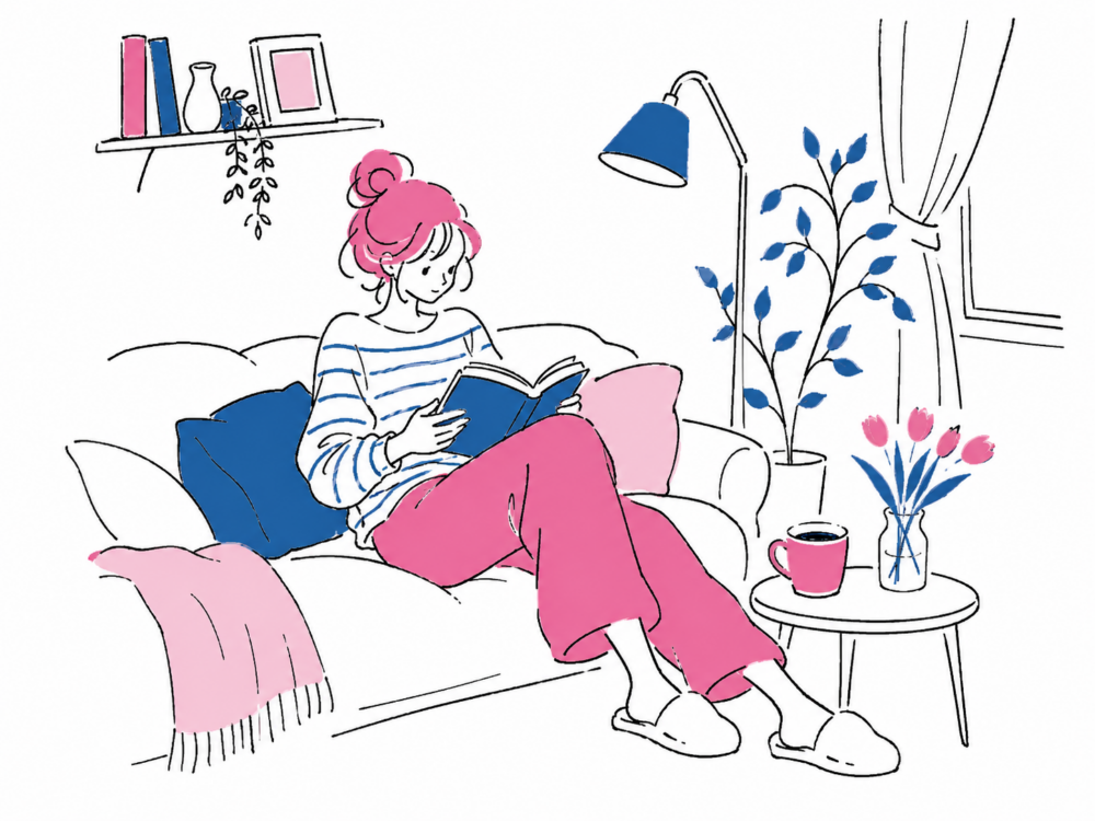 部屋でリラックス